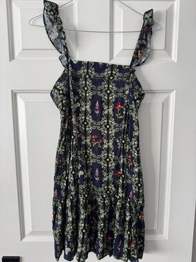 Aguabendita navy floral sundress with side zip and pockets. NWT. size medium
